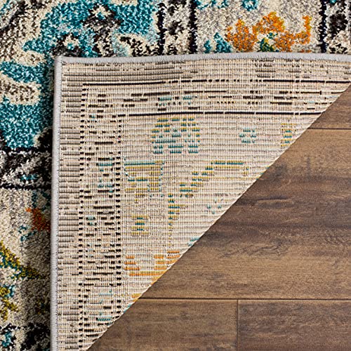 SAFAVIEH Monaco Collection Area Rug - 2'2" x 4', Grey & Light Blue, Non-Shedding & Easy to Clean, Distressed Medallion Design, Ideal for Front Door, Kitchen, Entryway, Accent Space (MNC243G) - color: Grey/Light Blue, size: 2'2" x 4' (Rectangular)