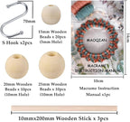 120pcs Macrame Kits for Beginners 3mm x 109yards Natural Cotton Macrame Cord with Wooden Beads & Rings,Wooden Sticks,Metal Rings Macrame Supplies Best for Macrame Plant Hanger
