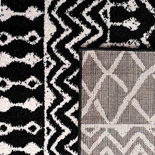 SAFAVIEH Tulum Collection Accent Rug - 2' x 5', Black & Ivory, Moroccan Boho Distressed Design, Non-Shedding & Easy to Clean, Ideal for Front Door, Kitchen, Entryway, Foyer (TUL270Z) - color: Black/Ivory, size: 2' x 5' (Rectangular)