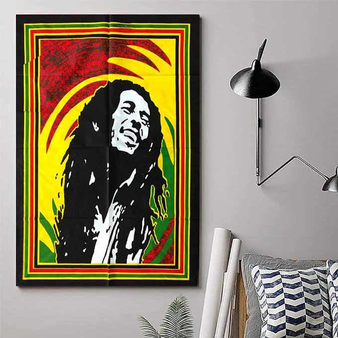Rastogi Handicrafts Hendrix Guitar 40" X 30" Poster Size Tapestry Decorative Indian Dorm Decor Cotton Tapestry Indian Multi Colored Wall Poster Indian Deity (RH-154) - color: Rh-154