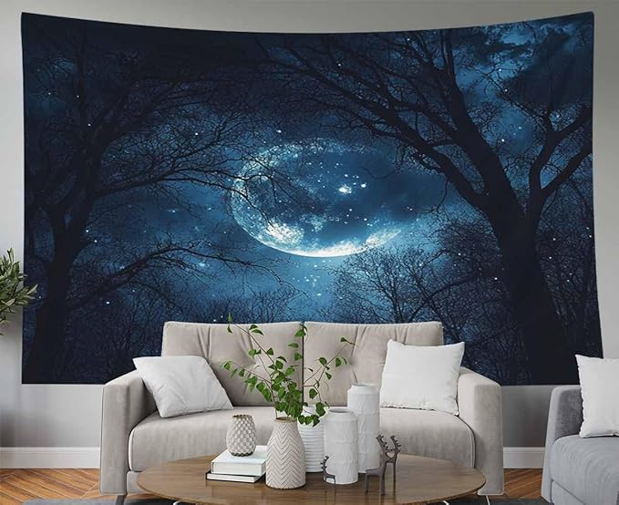 EMMTEEY Forest Tapestry Starry Sky Night Forest 92.5X70.9 Inch Extra Large Tapestry Wall Art Hanging Tapetries for Bedroom Living Room Dorm Décor