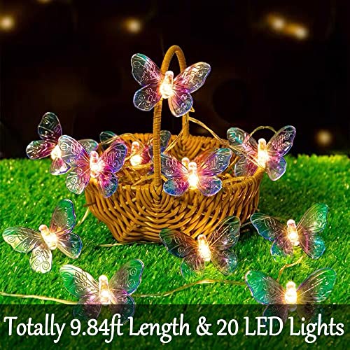 Fielegen 20 LED Butterfly String Lights, 9.84ft/3 Meter Battery Powered Purple Butterfly Fairy Lights for Home Bedroom Indoor Outdoor Garden Wedding Party Holiday Summer Decoration - color: Butterfly