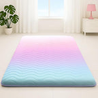 Japanese Floor Futon Mattress, 3.5" Thicken Colorful Rainbow Portable Floor Mattress, High-Density Foam Tatami Mat Sleeping Pad for Camping Guest Room Dormitory RV, Full