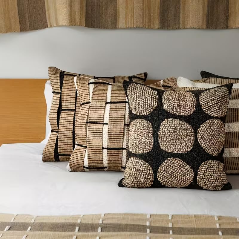 MOCOFO 3D Textured Throw Pillow Cover, Wabi Sabi French Vintage Decorative Cushion Case, Chunky Yarn Poly-Cotton Accent Pillow for Couch Sofa Bay Window(Cover Only) (Pure Shadow, 18x18) - color: Pure Shadow, size: 18" x 18" (Pack of 1)