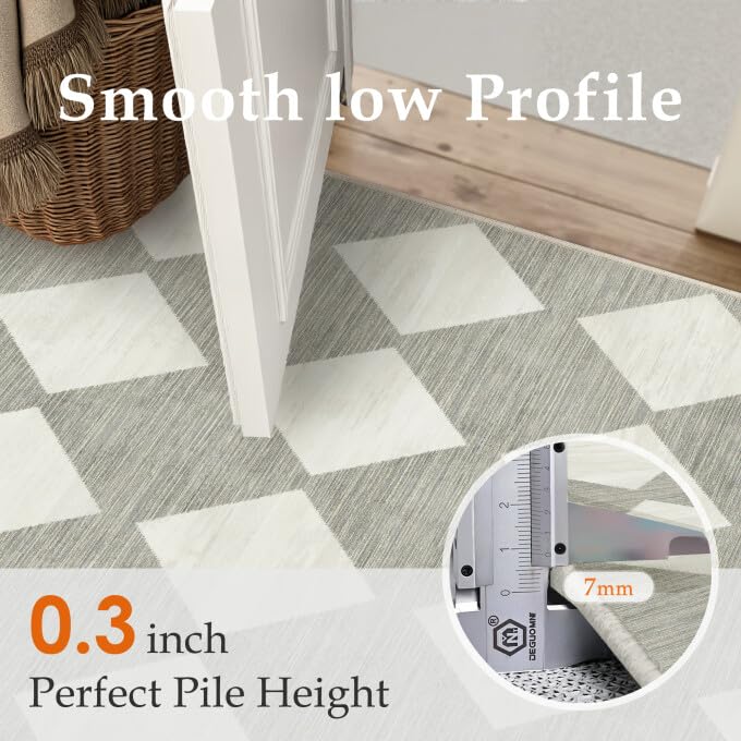 PureCozy Machine Washable Gray 2x3 Area Rugs for Entryway Modern Soft Checkered Indoor Door Mats Non-Slip Stain Resistant Low Pile Accent Small Rug for Bedroom Kitchen Laundry Entrance - color: Checkered Grey, size: 2' x 3' (Rectangular)
