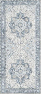 GENIMO Runner Rug 2'6"x8 Machine Washable Non Slip Vintage Hallway Runner Rug, Low Pile Lightweight Rugs for Indoor Entryway, Hallway, Kitchen and Corridor, Light Blue