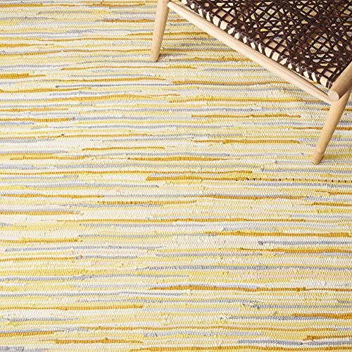 SAFAVIEH Rag Rug Collection Accent Rug - 2'6" x 4', Gold & Multi, Handmade Boho Stripe Cotton, Ideal for High Traffic Areas in Entryway, Living Room, Bedroom (RAR129N) - color: Gold/Multi, size: 2'6" x 4' (Rectangular)