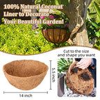 Legigo 4 Pack 14 Inch Hanging Basket Coco Liners Replacement, 100% Natural Round Coconut Coco Fiber Planter Basket Liners for Hanging Basket Flowers/Vegetables - color: 4pcs, size: 14 Inch