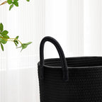 VIPOSCO Large Laundry Hamper, Tall Woven Rope Storage Basket for Blanket, Toys, Dirty Clothes in Living Room, Bathroom, Bedroom - 58L Black