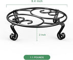Yimobra 4 Pack Plant Stand for Flower Pot Heavy Duty Potted Holder Indoor Outdoor Metal Rustproof Iron Garden Container Round Supports Rack for Planter (4PC Black 9.4 x 2 IN)