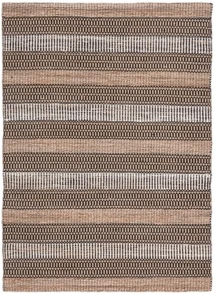 SAFAVIEH Area Rug 8x10 - Natural Fiber Collection - Large - Black & Natural, Handmade Flat Weave Stripe Jute & Cotton, Ideal for Living Room, Bedroom, Dining Space (NFB652Z)