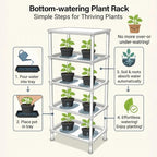 5-Tier Seed Starter Trays, Plant Stand with LED Grow Light (Auto-Timer), Bottom Watering Designed for Indoor Greenhouse Plants, Fits Small Pots & Seedling Cell Trays - White