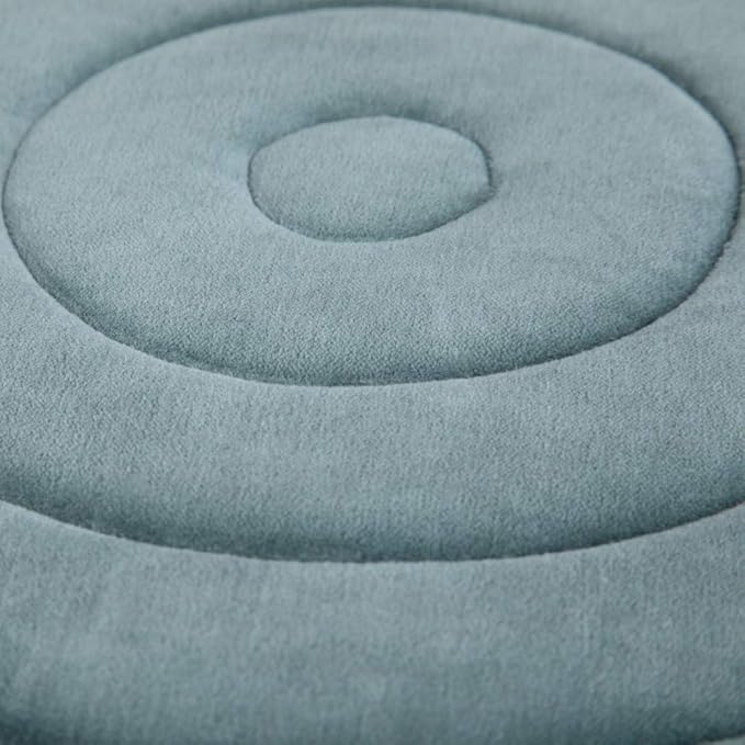 SIMPLIHOME Vivienne Round Pouf - 20 inch Wide Upholstered Velvet Ottoman in Turquoise, Boho-Style Footstool, Extra Seating or Accent Piece for Living Room or Bedroom with Stitching Detail, Assembled