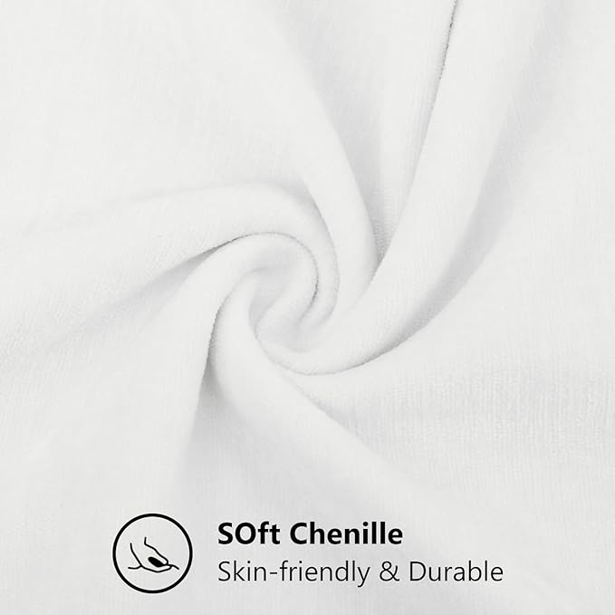decorUhome Chenille White Spring Throw Pillow Covers 18x18 Inch Set of 2, Decorative Soft Couch Pillow Covers Solid Dyed Accent Farmhouse Neutral Square Pillow Cases for Sofa