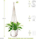 43 Inch Macrame Plant Hanger Large,Heavy Duty Indoor Hanging Plant Holder for Plants Pots Hangers for Live Plants,Outdoor Garden Home and Boho Wall Home Ceiling Decor,2 Set(Planter Pot Not Included)