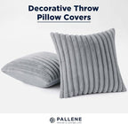 Pallene Faux Fur Plush Throw Pillow Covers 16x16 Set of 2, Luxury Soft Fluffy Striped Decorative Pillow Covers for Sofa, Couch, Living Room, Grey