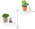 Rotating Window Shelves for Multiple Plants Indoor,2-tier Metal Corner White Plant Stand Holder Floating Hanger Shelf for Wall，Windows Sill Gifts for Planter Lover to Enhance Home Decor
