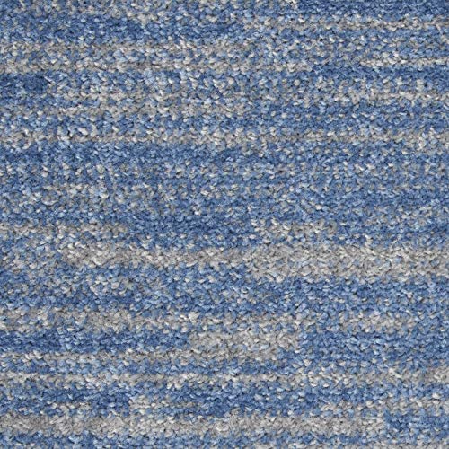 Nourison Home Nourison Essentials Blue Grey 2'2" x 10' Area Rug - Easy Clean, Non Shedding, Bed Room, Living Room, Dining Room, Kitchen (10' Runner) - color: Blue/Grey, size: 2'2" x 10' (Runner)