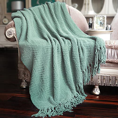 Home Soft Things Throw Blanket Knitted Tweed Throw 50'' x 60'', Silver Blue, Super Soft Cozy Warm Comfortable Breathable Throw for Living Room Chair Couch Bed Sofa Bedroom Home Décor - color: Silver Blue, size: 50 in x 60 in