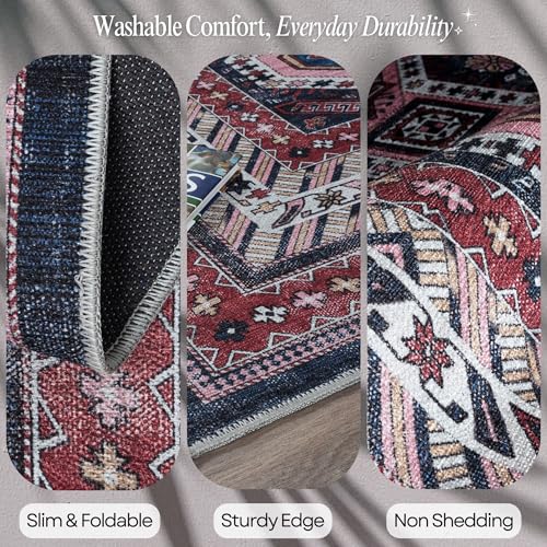 Fame Rugs Modern Oushak Rug 2x3, Vintage Turkish Navy Blue Oriental Antique Inspired Area Rugs, Washable Foldable Luxury Living Room Bedroom (388NB, 2' x 3') - color: 400rn, size: 2' x 3' (Rectangular)