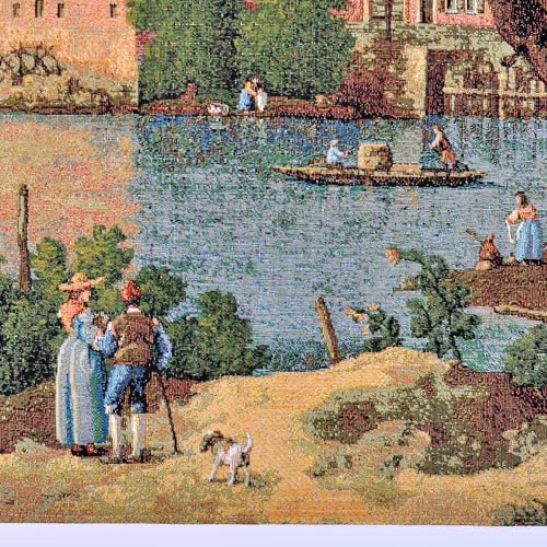 AureoMadis Victorian Fine Art Tapestry Wall Hanging, Vintage Venetian Cityscape Landscape, TC Backed Woven Fabric Wall Decor with Dual Rod Pockets, 41.5 x 27 Inch (Pastel：Venetian Village Scene) - color: Pastel：Venetian Village Scene