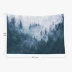 EMMTEEY Tapestry Wall Hanging, Tapestries Décor Living Room Bedroom for Home Inhouse by Printed 92.5X70.9 Inches for Misty Foggy Mountain Landscape Fir in Hipster Vintage Retro Style