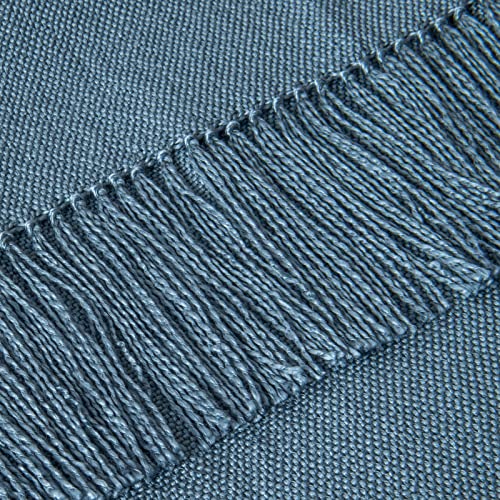 CozeCube Blue Throw Blanket for Couch, Boho Throw Blanket with Fringe Tassel, Lightweight Fall Throw for Bed, Living Room Outdoor, Gift, Dusty Blue, 60"x80"