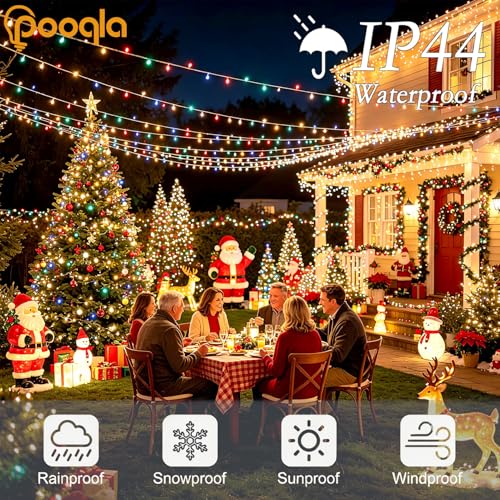 Pooqla 500 LED Color Changing String Lights, 164 ft Warm White to Multicolor Christmas Lights Plug in with Remote, Connectable 11 Modes Waterproof Clear Wire Twinkle Fairy Lights Indoor Outdoor Decor - color: Warm White and Colorful, size: 500LED