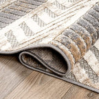 Rugshop Distressed Geometric Indoor/Outdoor Beige Area Rug Modern Tribal Stripe, Durable Stain Resistant Perfect for Patio, Backyard, Deck and Outdoor Lounge 10' x 14' - size: 10' x 14' (Rectangular)