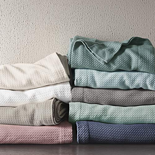 Madison Park 100% Egyptian Cotton Lightweight Summer Blanket, Breathable Waffle Knit Design, Soft Cozy All-Season Throw for Bed, Couch or Sofa, Khaki Taupe King Size (108"x90") - color: Khaki, size: King
