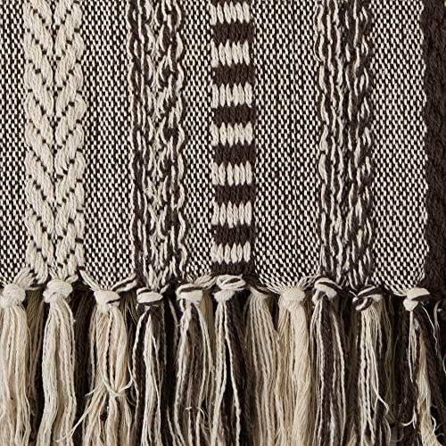 DII Braided Striped Decorative Throw Blanket, 50x60, Dark Brown - color: Dark Brown