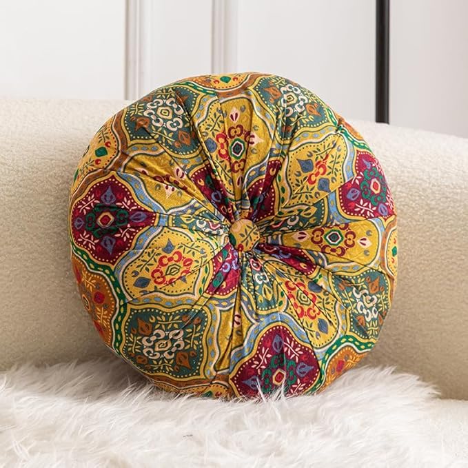 Bohemian Style D, 15.74x15.74inch, 1 Piece Thickened Comfort Design Soft Support for Floor, Chair & Home Decor