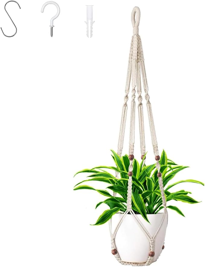 43 Inch Macrame Plant Hanger Large,Heavy Duty Indoor Hanging Plant Holder for Plants Pots Hangers for Live Plants,Outdoor Garden Home and Boho Wall Home Ceiling Decor,2 Set(Planter Pot Not Included)