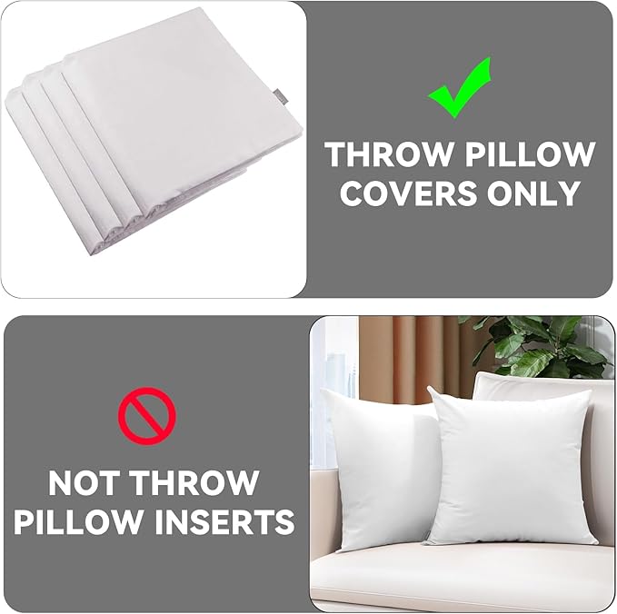 Thmyo 4-Pack 100% Cotton Comfortable Solid Decorative Throw Pillow Case, Square Cushion Cover Pillowcase Sublimation Blank Pillow Covers Valentines Day DIY Throw Pillowcase(22x22inch/55x55cm,White)