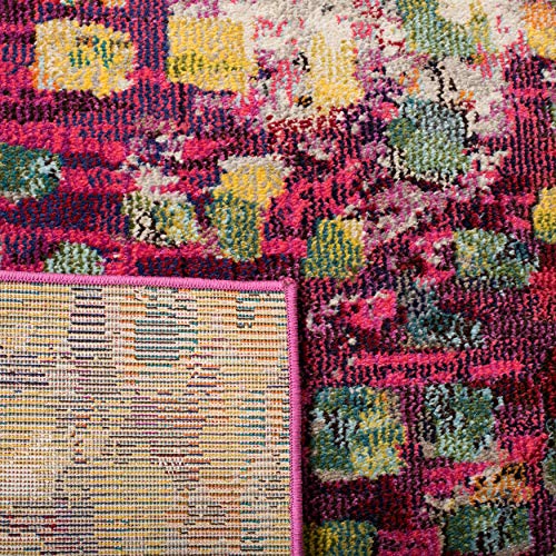 SAFAVIEH Madison Collection Accent Rug - 4' x 6', Fuchsia & Gold, Boho Abstract Distressed Design, Non-Shedding & Easy Care, Ideal for High Traffic Areas in Entryway, Living Room, Bedroom (MAD425D) - color: Fuchsia/Gold, size: 4' x 6' (Rectangular)