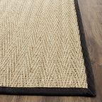 SAFAVIEH Area Rug 6x9 - Natural Fiber Collection - Natural & Black, Seagrass, Herringbone Pattern with Border (NF115C) - color: Natural/Black, size: 6' x 9' (Rectangular)