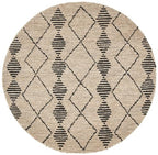 SAFAVIEH Bohemian Collection 6' Round Beige / Black BOH703Z Handmade Moroccan Tribal Jute Area Rug - size: 6' (Round)