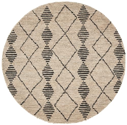 SAFAVIEH Bohemian Collection 6' Round Beige / Black BOH703Z Handmade Moroccan Tribal Jute Area Rug - size: 6' (Round)