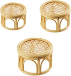 Rattan Plant Stands,Small Boho Rattan Wicker Round Riser Plant Stand,Indoor Flower Pot Stand,Decorative Flower Shelf Bonsai Rack Garden Plant Pot Riser Holder