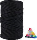 FLIPPED 100% Natural Cotton Macrame Cord,5mm x110 Yards Macrame Cords Colored Cotton Macrame Rope Craft Cord for DIY Crafts Knitting Plant Hangers Christmas Wedding Décor（Black）…