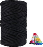 FLIPPED 100% Natural Cotton Macrame Cord,5mm x110 Yards Macrame Cords Colored Cotton Macrame Rope Craft Cord for DIY Crafts Knitting Plant Hangers Christmas Wedding Décor（Black）…