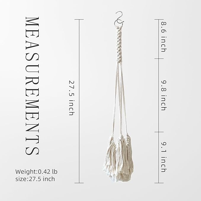 Modern Minimalist Bohemian Style Hanging Planters Plant Net Pocket Hand Woven Hanging Basket Holder Tapestry Flower Basket with Exquisite Tassel Indoor Balcony Decoration (Tassel)