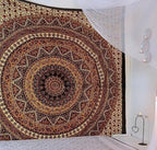 Popular Handicrafts Hippie Mandala Wall Hanging Tapestry For Bedroom Bohemian Psychedelic Intricate Floral Design Indian Tapestries Bedspread 84 x 54 Inches (215cm x 137cm) Brown