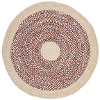 SAFAVIEH Cape Cod Collection 4' Round Rust / Natural CAP210P Handmade Braided Jute & Cotton Area Rug - color: Rust/Natural, size: 4' (Round)