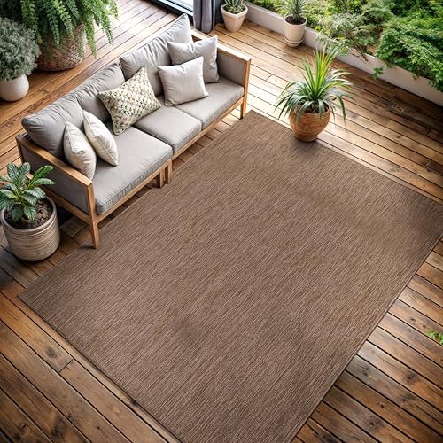 CAMILSON Outdoor Rug 5x7 Modern Area Rugs for Indoor and Outdoor Patios and Porches - Waterproof, Washable, Non-Shedding, Easy-to-Clean Outside Carpet (5 x 7, Solid - Jute) - color: Solid - Natural, size: 5' x 7' (Rectangular)