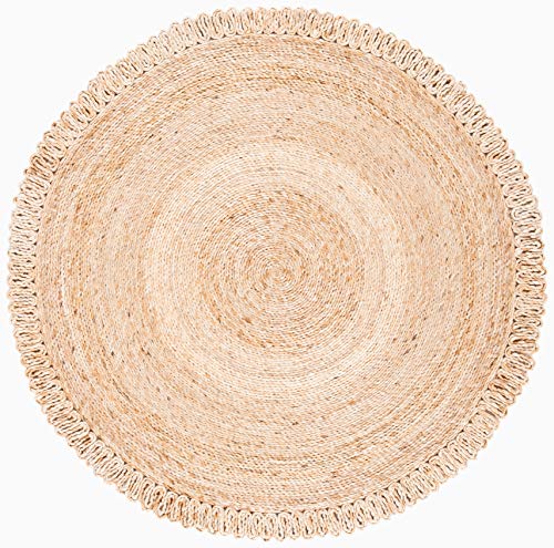 SAFAVIEH Natural Fiber Round Collection 3' Round Natural NF168A Handmade Boho Charm Farmhouse Jute Area Rug - size: 3' (Round)