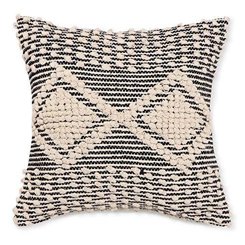 · REDEARTH · Handmade Boho Throw Pillow Covers - Bohemian Farmhouse Style for Indoor and Covered Patio - Accent Woven Cushion Cases for Couch, Bed, Chair, Sofa, Benches – Set of 2-18"x18" - Black - color: Diamond Medley Black, size: 18" x 18" (Pack of 2)