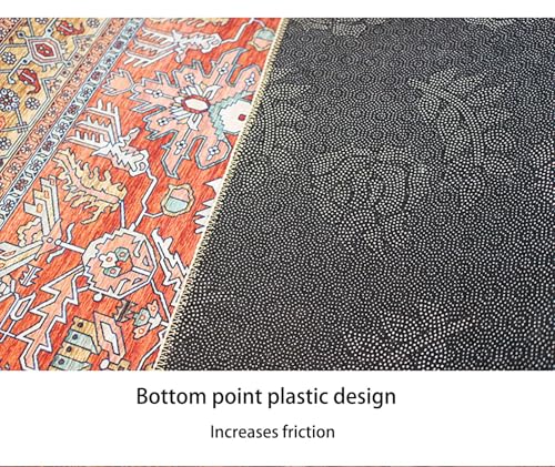 Boho Rug Vintage Medallion Area Rug Washable Distressed Floral Carpet for Living Room Bedroom Kitchen