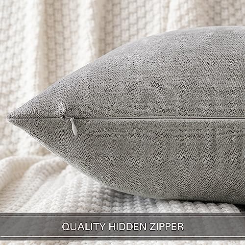 MIULEE Pack of 2 Light Grey Decorative Pillow Covers 18x18 Inch Soft Chenille Couch Throw Pillows Farmhouse Cushion Covers for Home Decor Sofa Bedroom Living Room - color: Light Grey, size: 18" x 18" (Pack of 2)