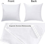 Thmyo 4-Pack 100% Cotton Comfortable Solid Decorative Throw Pillow Case Square Cushion Cover Pillowcase Sublimation Blank Pillow Covers Christmas DIY Throw Pillowcase for Sofa(26x26inch/66x66cm,White)